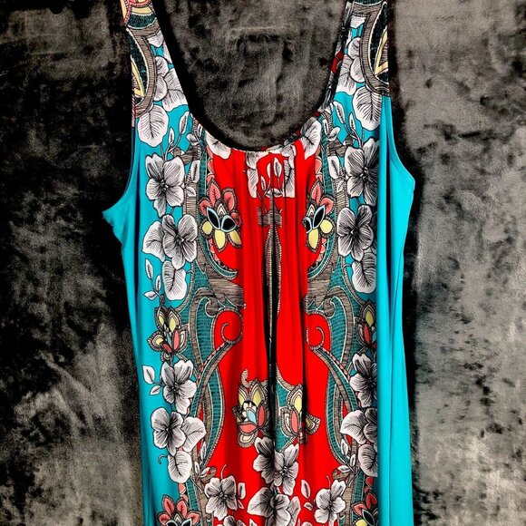 Colorful Floral Sleeveless Maxi Dress Bohemian Style With Vibrant Pattern & Flow - Picture 2 of 7